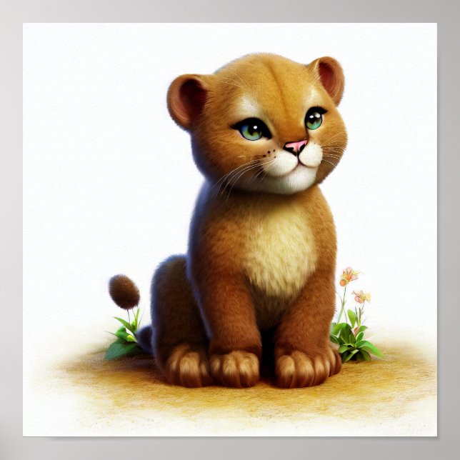 En digital målning av en unge Cute Puma Poster (Framsidan)