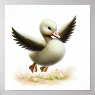 En digital målning av en unge Cute Svan Poster