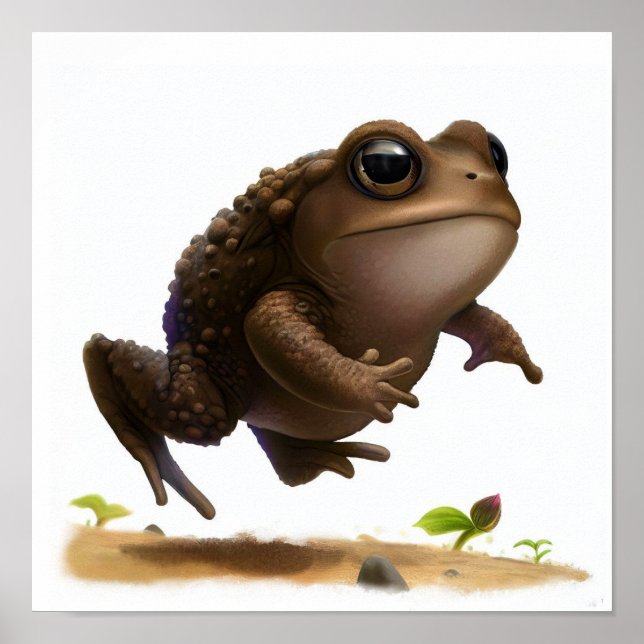 En digital målning av en Young Cute Toad Poster (Framsidan)