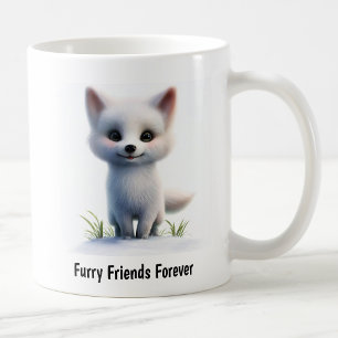 En digital målning av ett kute arktiskt räv kaffemugg
