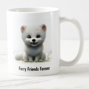 En digital målning av ett kute arktiskt räv kaffemugg