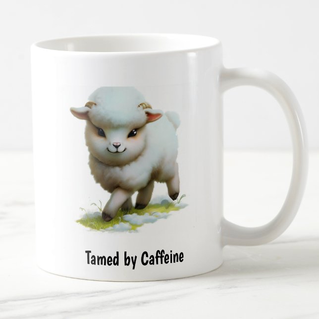 En digital målning av ett mycket sött tornfår kaffemugg (Skapare uppladdad)