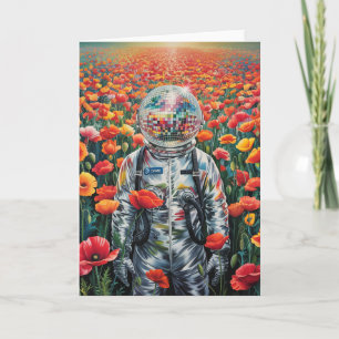 En dikoastronaut i en vallmoskugga kort