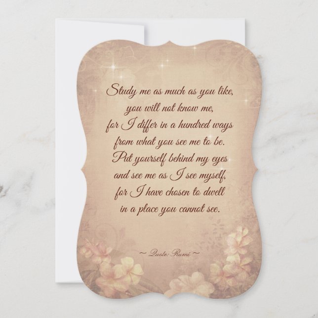 En DIKT av Rumi (eller av YOURSELF) hälsningskort Meddelande (Framsida)