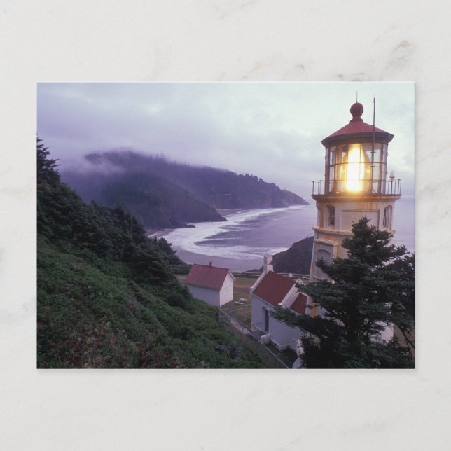 En dimmig dag på Oregon-kusten vid Heceta Vykort (Framsida)