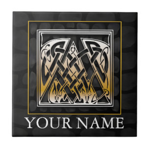 "En din känd" Monogram för Celticsvartsten Kakelplatta