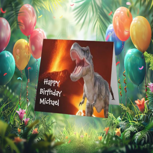 En Dino-mytisk födelsedag Kort (celebrate a birthday with such an incredible theme—DINOSAURS!)
