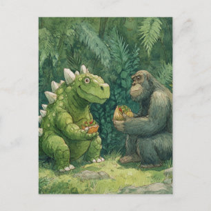 En dino som äter en Taco Sald med Gorilla Vykort