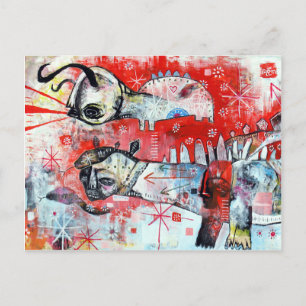 En dinosaurie med naiv sprit inslagen i ormar vykort