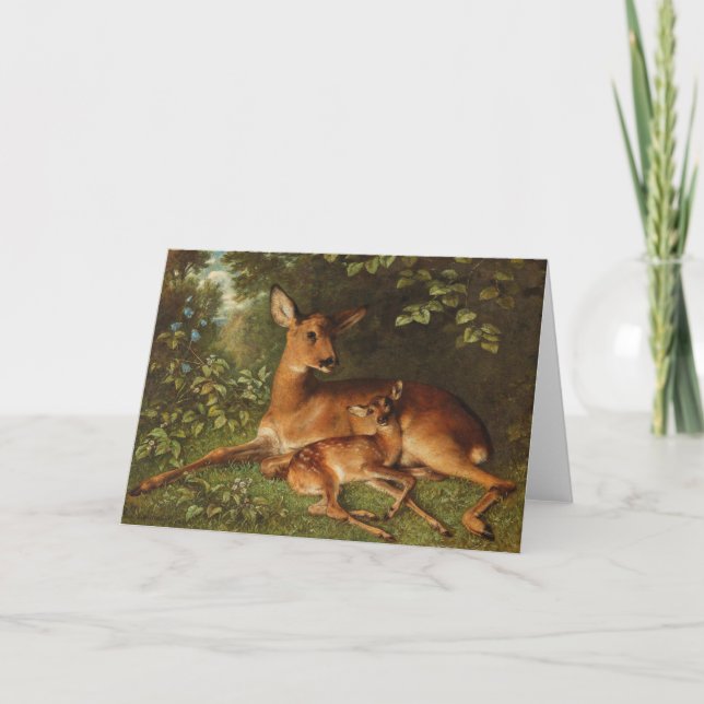 En Doe med Fawn | Carl Schweninger, Jr. Kort (Framsida)
