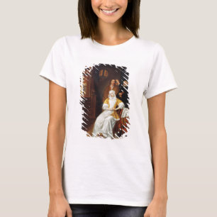 En doktor som besöker en ung dam i ett sovrum t-shirt