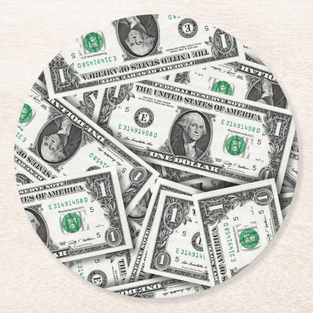 En dollarsedelmönster underlägg papper rund (Framsidan)
