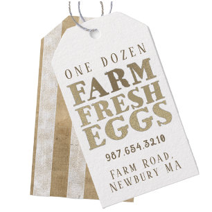 En dozen Farm Fresh Eggs Guld Rand Presentetikett