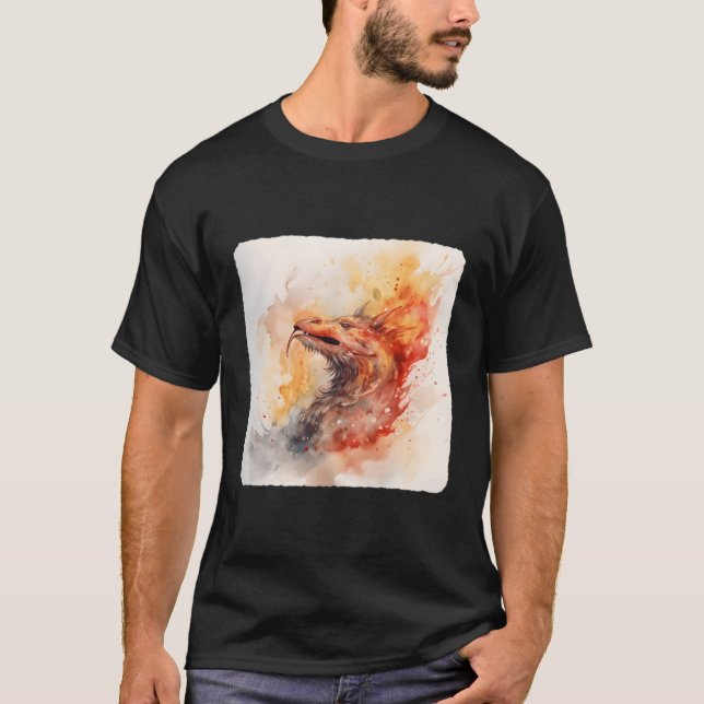 En Dragon Breathing Fire Breathing Dragon i M T Shirt (Framsida)