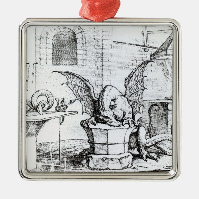 En drake i ett seminarium julgransprydnad metall (Framsidan)