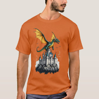en drake som flyger över ett slott T-Shirt