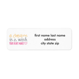 En dröm är en önskning av ditt hjärta returadress etikett