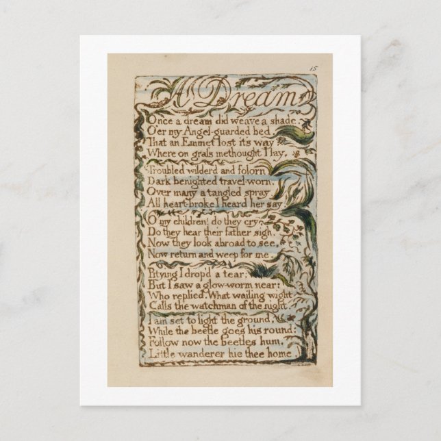 En dröm, illustration från Sång i Oskuld och Vykort (Framsida)