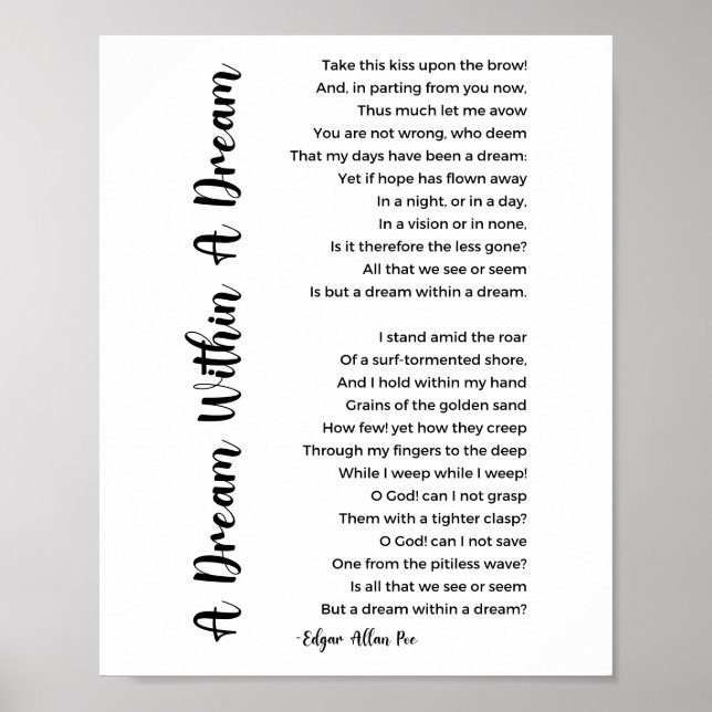 En dröm inom en Dream-Dikt av Edgar Allan Poe Poster (Framsidan)