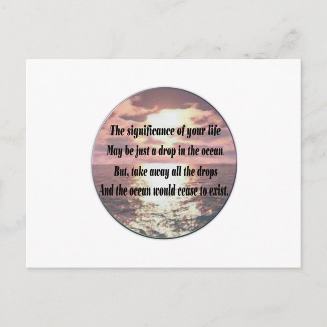En droppe i havet vykort (Framsida)
