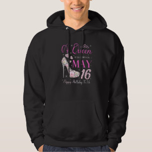 En drottning föddes den 16 maj Grattis på födelsed Hoodie