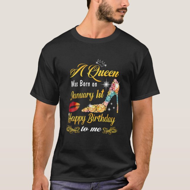 En drottning föddes den 1 januari i Grattis på föd T Shirt (Framsida)