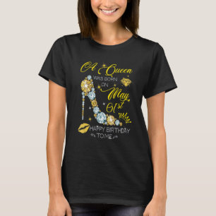 En drottning föddes den 1 maj Grattis på födelseda T Shirt