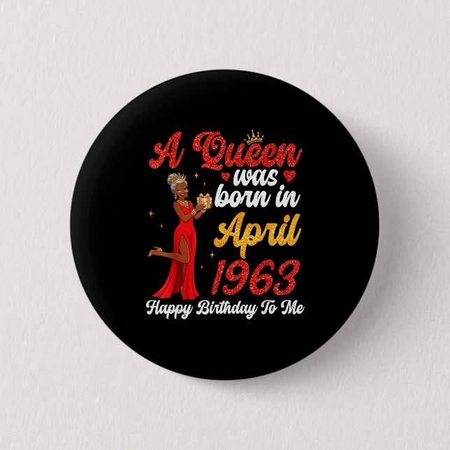 En drottning föddes i april 1963 grattis på födels knapp (Framsida)