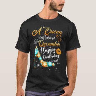 En drottning föddes i december Glitter Diamond Sho T Shirt