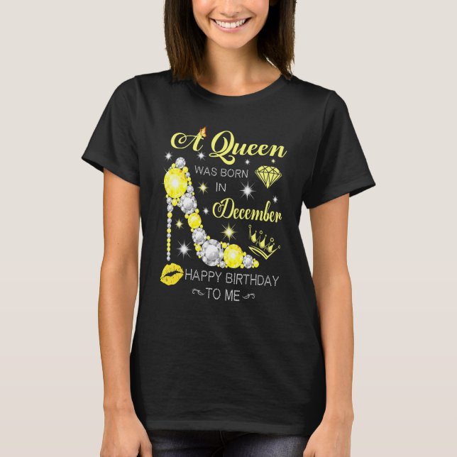 En drottning föddes i december Glitter Diamond Sho T Shirt (Framsida)