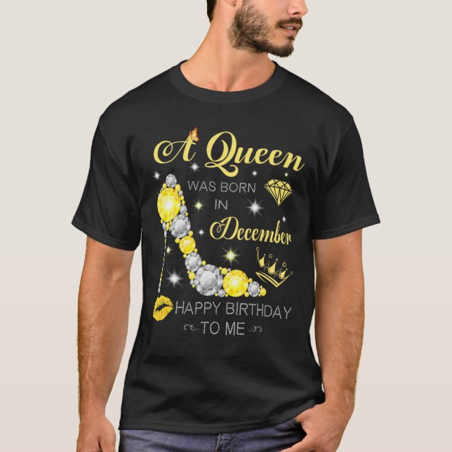 En drottning föddes i december Glitter Diamond Sho T Shirt (Framsida)