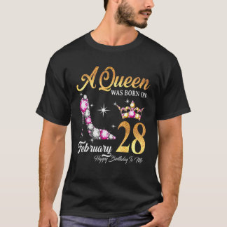 En drottning föddes i februari 28 Grattis på födel T Shirt