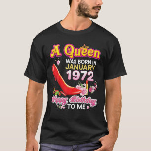 En drottning föddes i januari 1972 Lycklig 50th Bi T Shirt