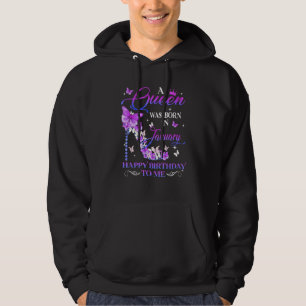 En drottning föddes i januari Grattis på födelseda Hoodie