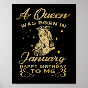 En drottning föddes i januari Grattis på födelseda Poster