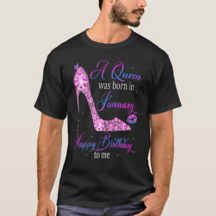 En drottning föddes i januari Grattis på födelseda T Shirt