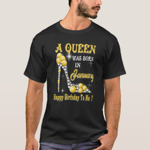 En drottning föddes i januari Grattis på födelseda T Shirt