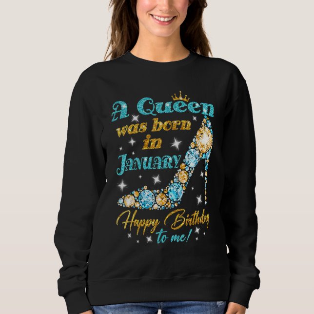 En drottning föddes i januari Grattis på födelseda T Shirt (Framsida)