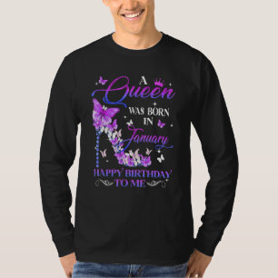 En drottning föddes i januari Grattis på födelseda T Shirt