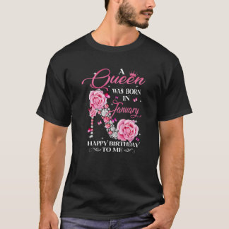 En drottning föddes i januari Grattis på födelseda T Shirt