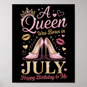 En Drottning Föddes I Juli Grattis På Födelsedagen Poster