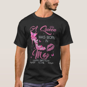 En drottning föddes i maj Grattis på födelsedagen T Shirt