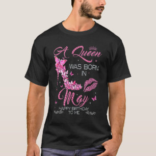 En drottning föddes i maj Grattis på födelsedagen T Shirt