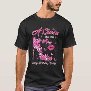 En drottning föddes i maj Grattis på födelsedagen T Shirt