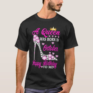 En drottning föddes i oktober Grattis på födelseda T Shirt