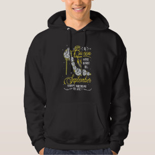 En drottning föddes i september Grattis på födelse Hoodie