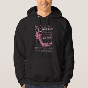 En drottning föddes i september Grattis på födelse Hoodie