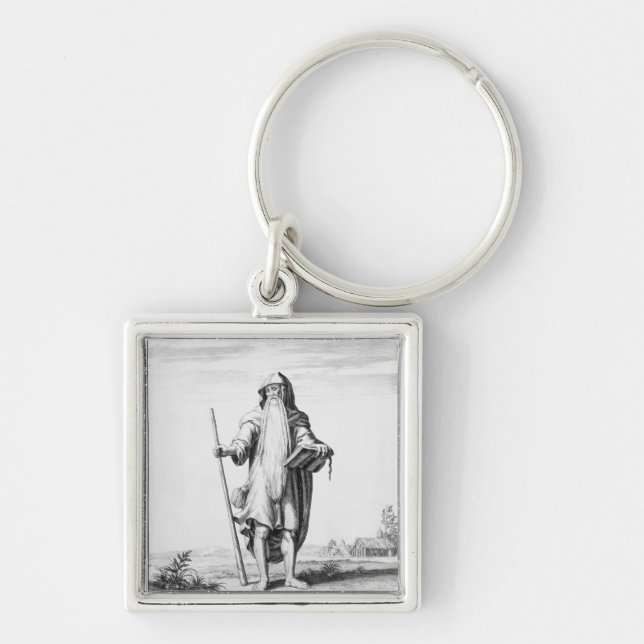 En Druid Fyrkantig Silverfärgad Nyckelring (Framsidan)