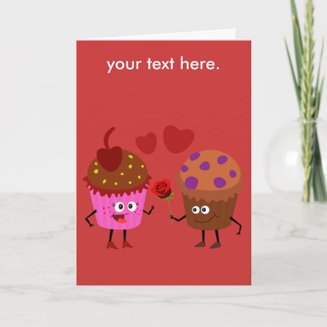 en dubbamuffin som ger en blomma till en muffin helgkort (Framsida)