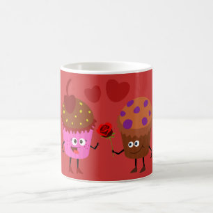 en dubbamuffin som ger en blomma till en muffin kaffemugg
